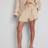 Cotton-blend elastic-waist shorts