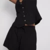 Cotton-blend elastic-waist shorts