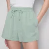 Cotton-blend elastic-waist shorts