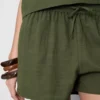 Cotton-blend elastic-waist shorts