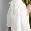 Cotton-blend elastic-waist shorts