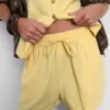 Cotton-blend elastic-waist shorts