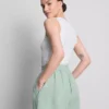 Cotton-blend elastic-waist shorts