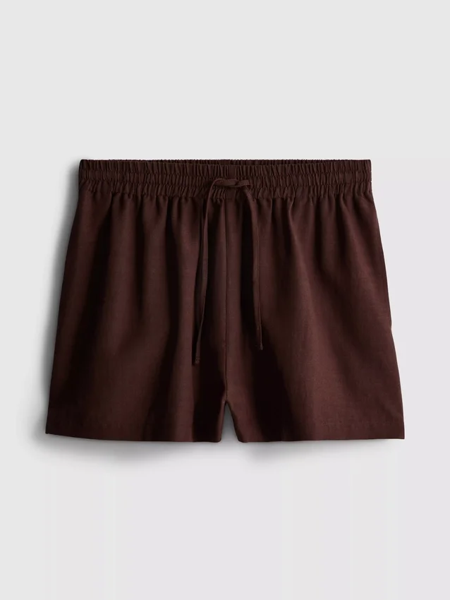 Cotton-blend elastic-waist shorts