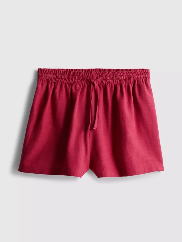Cotton-blend elastic-waist shorts