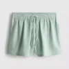 Cotton-blend elastic-waist shorts