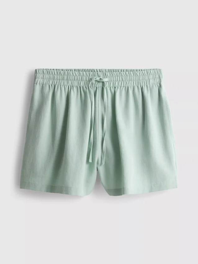 Cotton-blend elastic-waist shorts