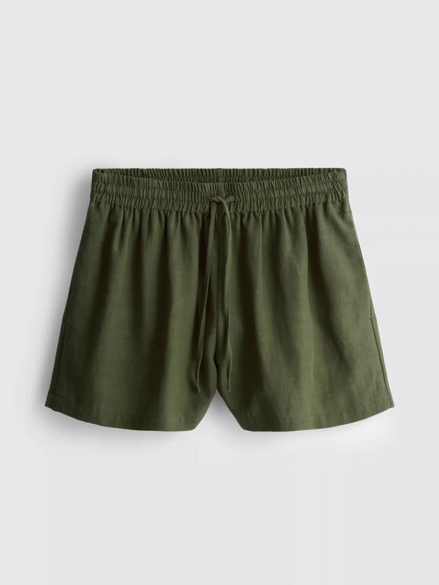 Cotton-blend elastic-waist shorts