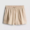 Cotton-blend elastic-waist shorts