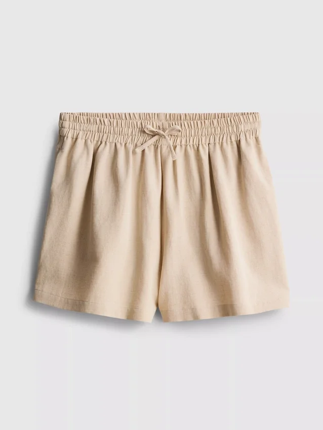 Cotton-blend elastic-waist shorts