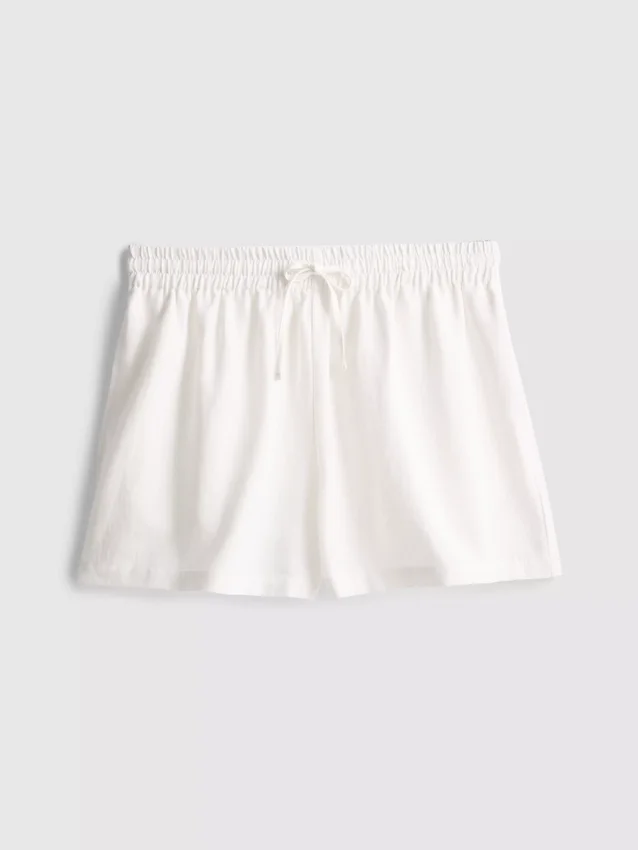 Cotton-blend elastic-waist shorts