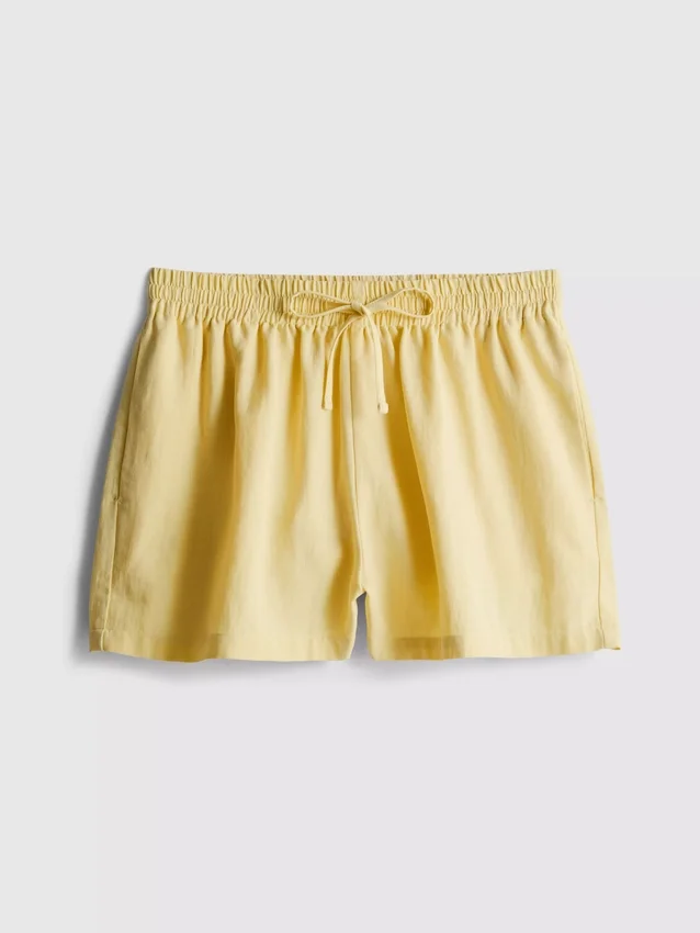 Cotton-blend elastic-waist shorts