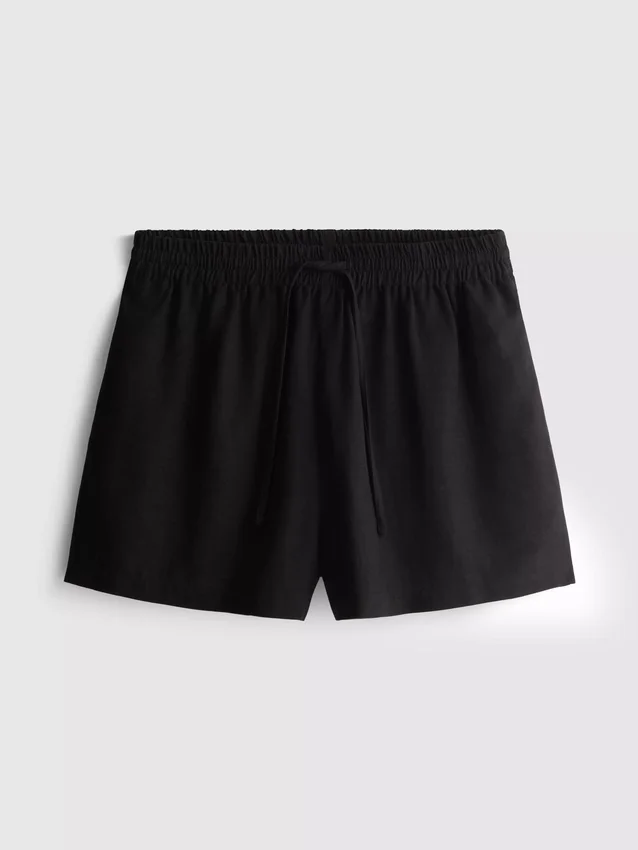 Cotton-blend elastic-waist shorts