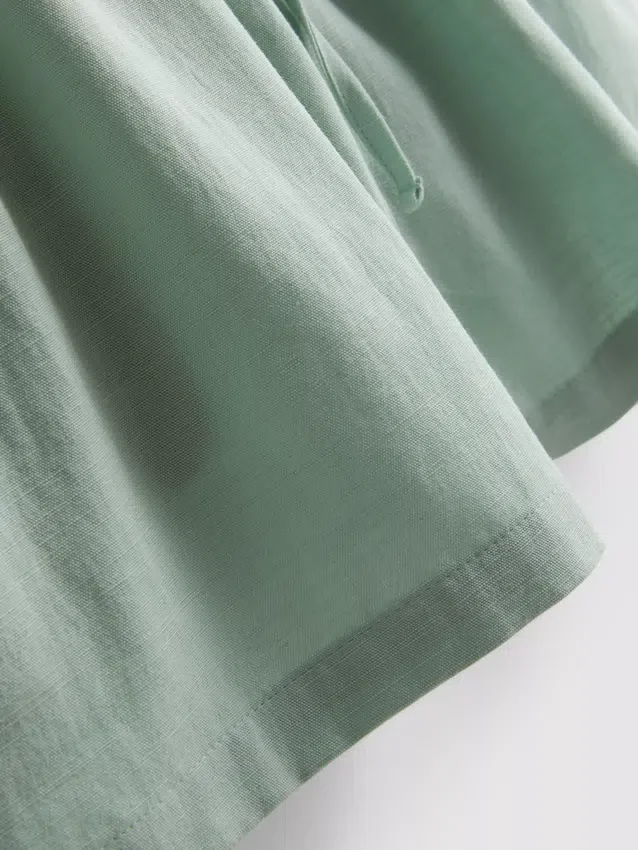 Cotton-blend elastic-waist shorts
