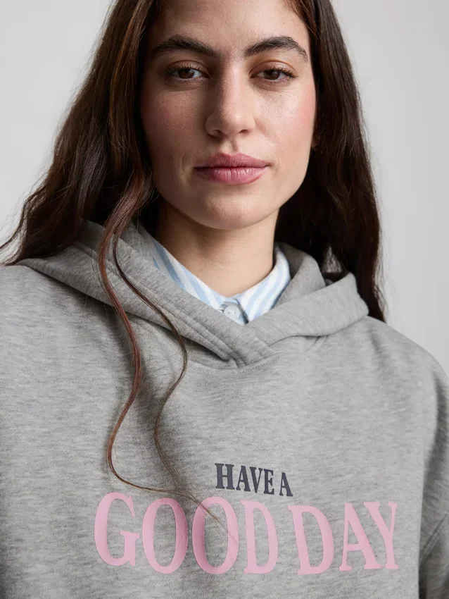 Cotton-blend graphic hoodie