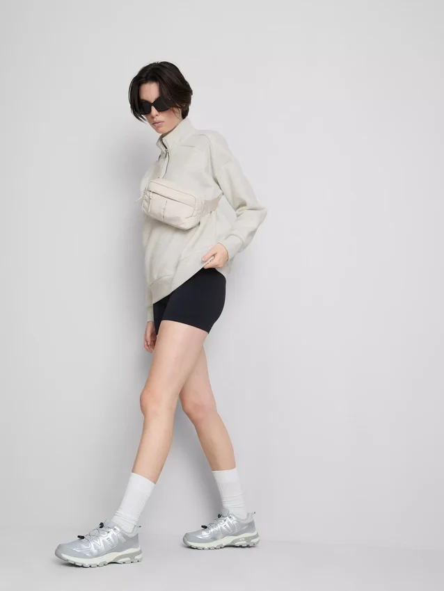 Cotton blend half-zip sweatshirt