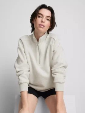 Cotton blend half-zip sweatshirt