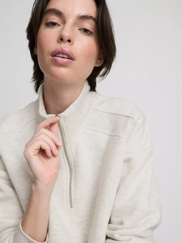 Cotton blend half-zip sweatshirt