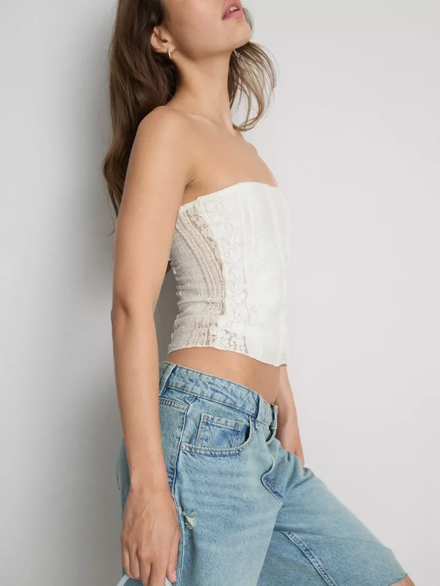 Cotton blend lace bandeau