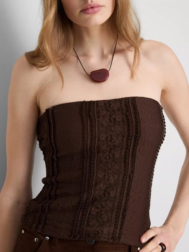 Cotton blend lace bandeau
