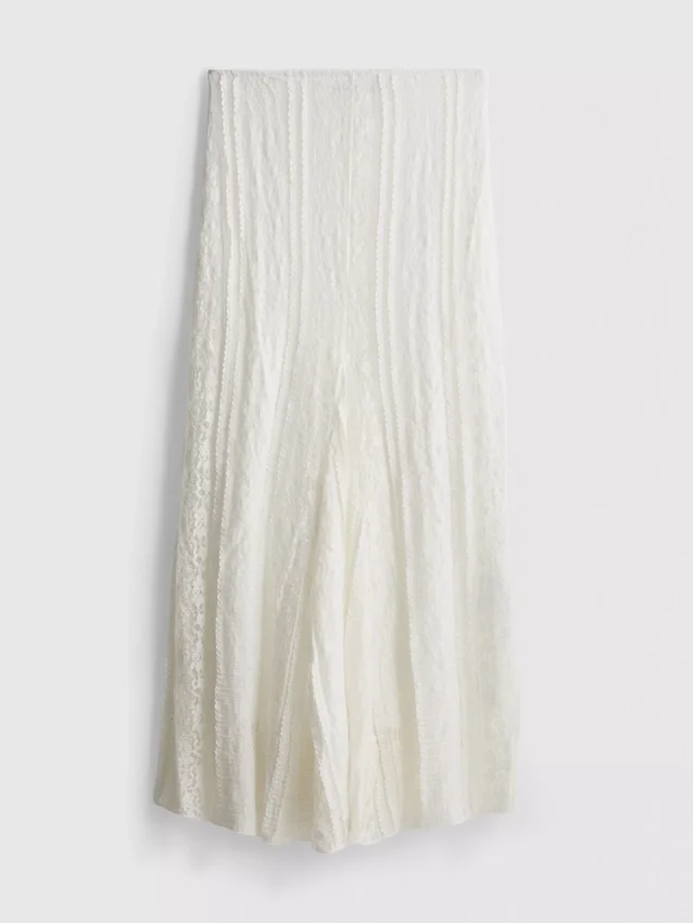 Cotton blend lace maxi skirt