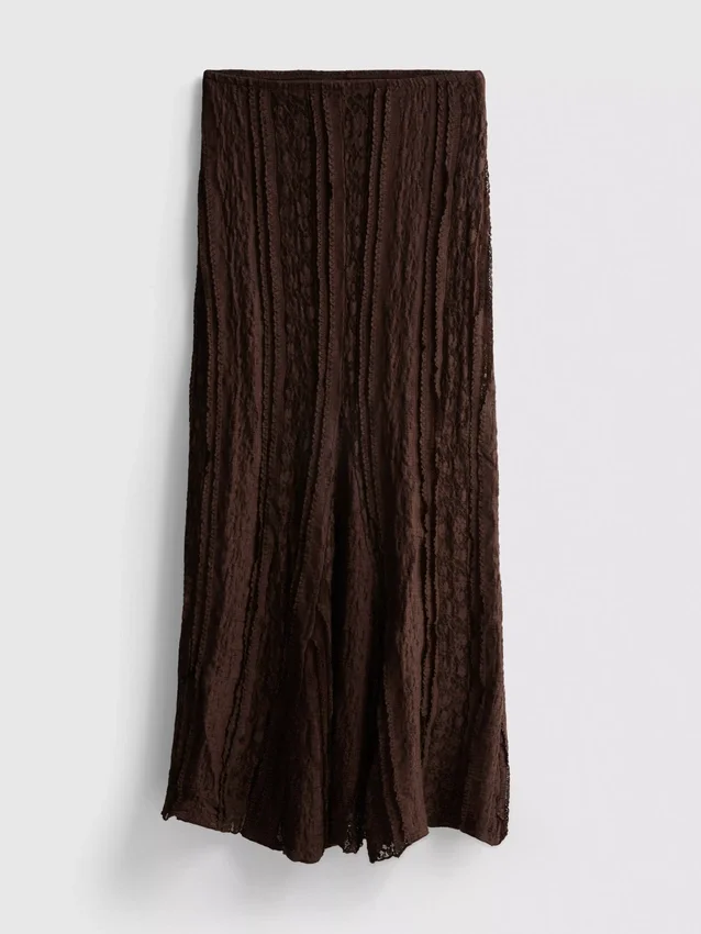 Cotton blend lace maxi skirt