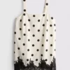 Cotton blend longline lace tank top