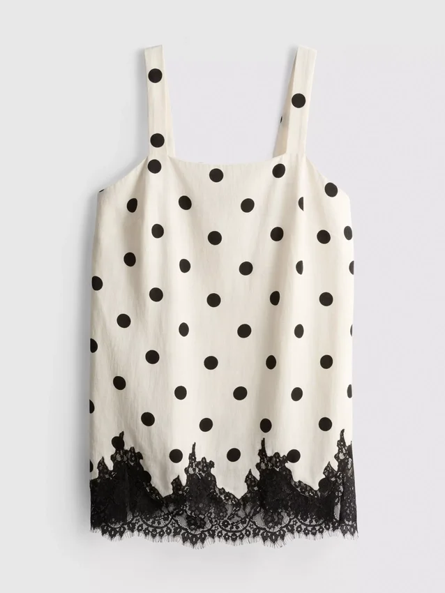 Cotton blend longline lace tank top