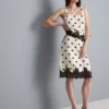 Cotton blend polka dot lace midi skirt