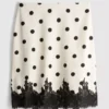 Cotton blend polka dot lace midi skirt
