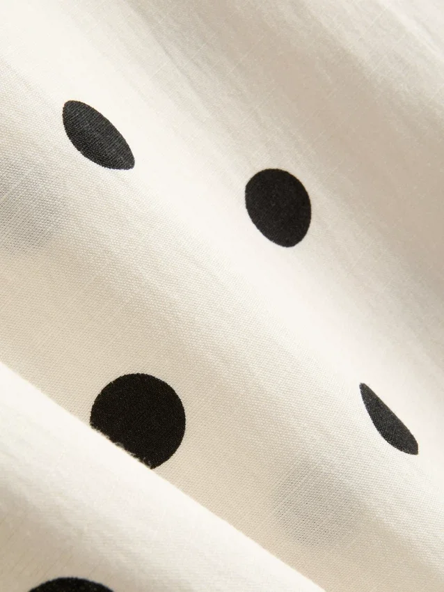 Cotton blend polka dot lace midi skirt