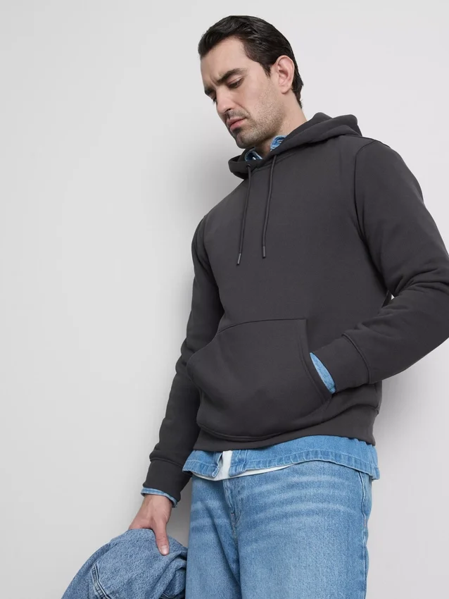 Cotton-blend pullover hoodie