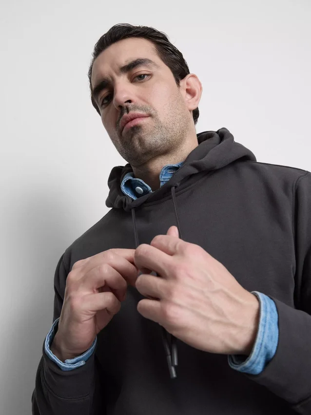Cotton-blend pullover hoodie