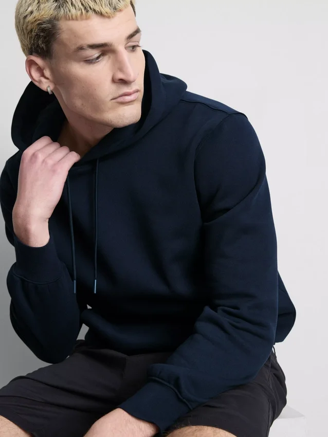 Cotton-blend pullover hoodie