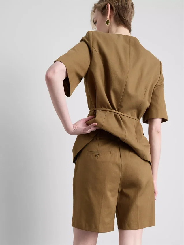 Cotton blend safari bermuda shorts