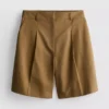 Cotton blend safari bermuda shorts