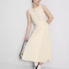 Cotton-blend side-tie midi skirt