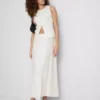Cotton-blend side-tie midi skirt