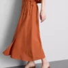 Cotton-blend side-tie midi skirt