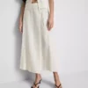 Cotton-blend side-tie midi skirt