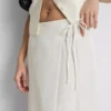 Cotton-blend side-tie midi skirt