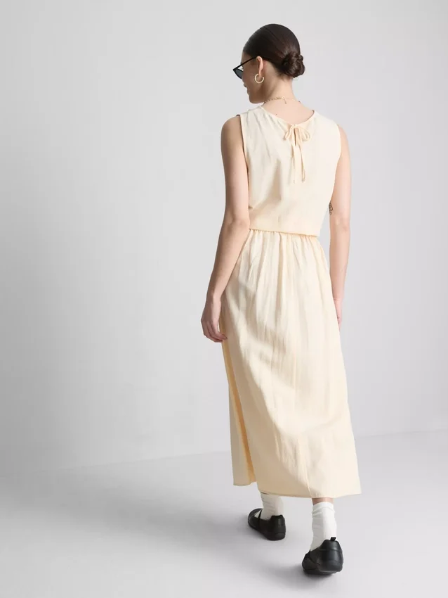 Cotton-blend side-tie midi skirt