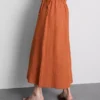 Cotton-blend side-tie midi skirt