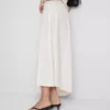 Cotton-blend side-tie midi skirt
