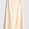 Cotton-blend side-tie midi skirt