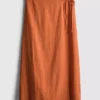 Cotton-blend side-tie midi skirt