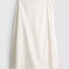 Cotton-blend side-tie midi skirt