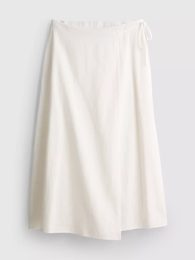 Cotton-blend side-tie midi skirt
