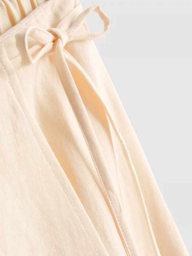 Cotton-blend side-tie midi skirt