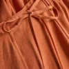 Cotton-blend side-tie midi skirt